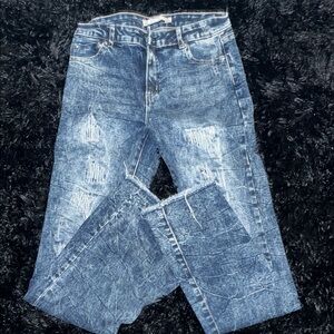 Distressed Blue Jeans
